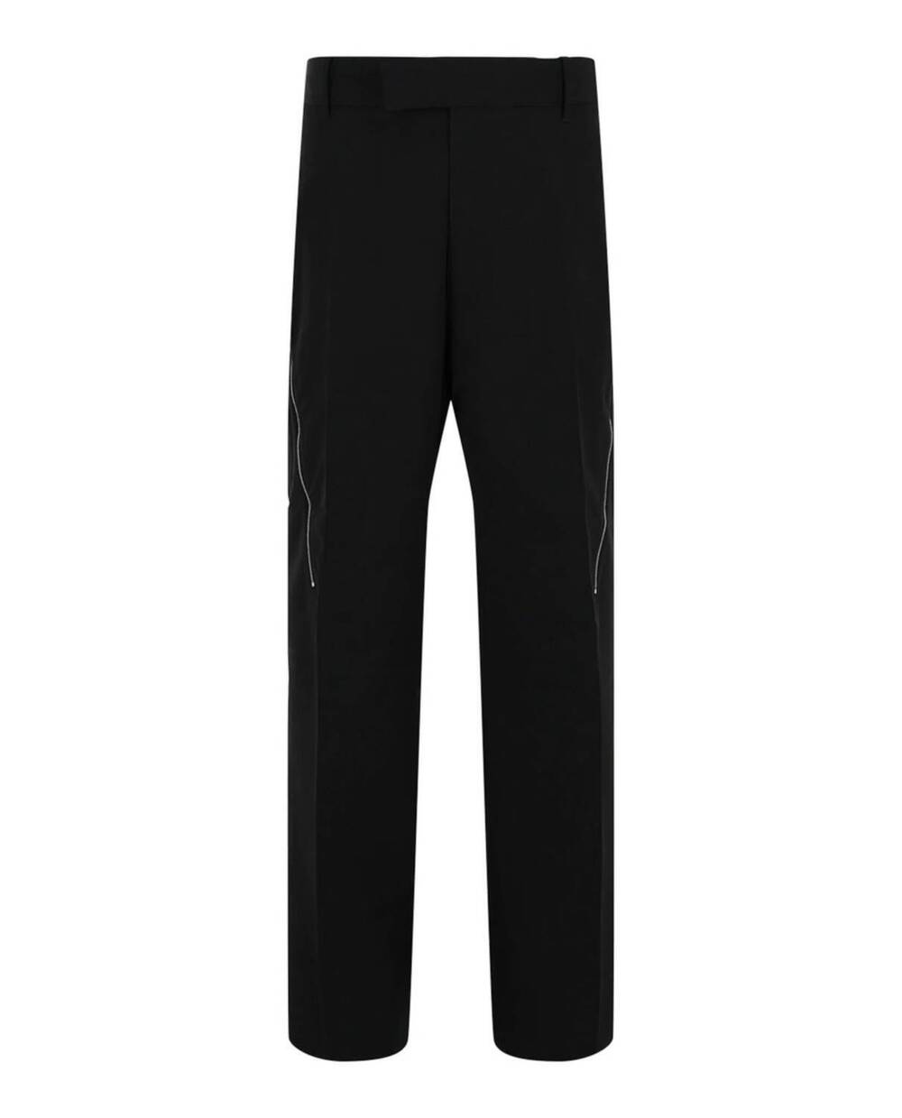 NEW SALVATORE FERRAGAMO men's zip-detail tailored trousers in black red